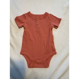 Cat & Jack Baby Bodysuit 0-3M Coral Short‎ Sleeve Button Front 0-3 Months
